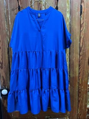 Emery Rose 1XL Royal Blue V-Neck Dress